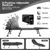 Opklapbaar campingbed met afneembaar matras 6 voudig verstelbare rugleuning en 360° draaibare voetafdekking loungestoel 3