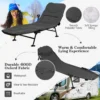 Opklapbaar campingbed met afneembaar matras 6 voudig verstelbare rugleuning en 360° draaibare voetafdekking loungestoel 5