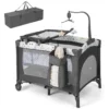 Opklapbaar zijbed reiswieg met matras commode en draagtas babybedje op 2 niveaus met wielen voor baby's tot 36 maanden 1