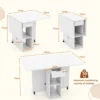 Opklapbare bijzettafel met 2 wielen consoletafel met kleppen opklapbare tafel met opbergsteun en lade met 2 niveaus wit 3