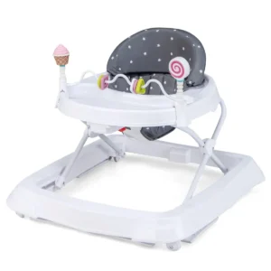 Opklapbare loophulp voor baby's loopwagen 3 traps in hoogte verstelbaar met afneembaar zitkussen babywalker loopvrij baby grijs 1