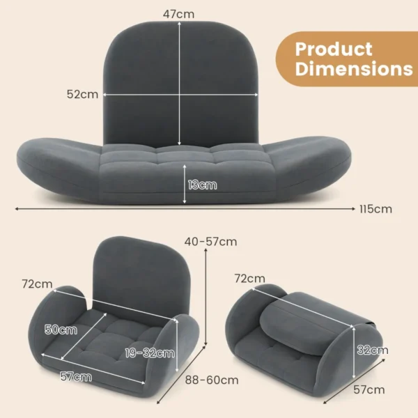 Opklapbare speelstoel voor volwassenen relaxfauteuil met verstelbare rugleuning en armleuningen bank voor spelletjes lezen meditatie 2