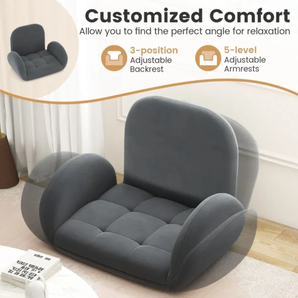 Opklapbare speelstoel voor volwassenen relaxfauteuil met verstelbare rugleuning en armleuningen bank voor spelletjes lezen meditatie 3