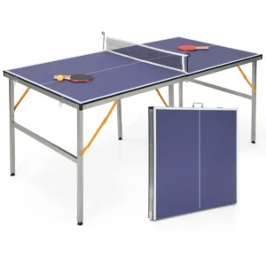 Opklapbare tafeltennistafel met net tafeltennis met 2 batjes 3 balletjes verstelbare poten voor binnen en buiten 180 x 90 x 76 cm (blauw) 1