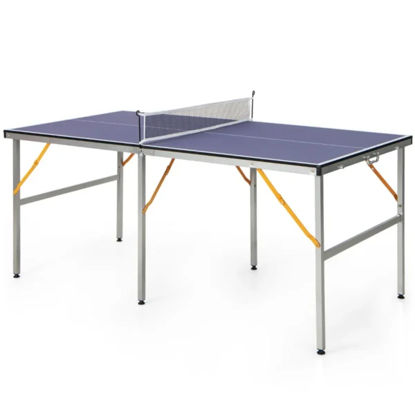 Opklapbare tafeltennistafel met net tafeltennis met 2 batjes 3 balletjes verstelbare poten voor binnen en buiten 180 x 90 x 76 cm (blauw) 2