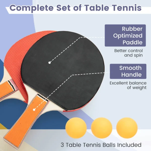 Opklapbare tafeltennistafel met net tafeltennis met 2 batjes 3 balletjes verstelbare poten voor binnen en buiten 180 x 90 x 76 cm (blauw) 5