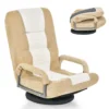 Opklapbare vloerfauteuil 360° draaibare basis rugleuning verstelbaar in 6 posities maximale belasting 140 kg beige 1
