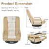 Opklapbare vloerfauteuil 360° draaibare basis rugleuning verstelbaar in 6 posities maximale belasting 140 kg beige 2