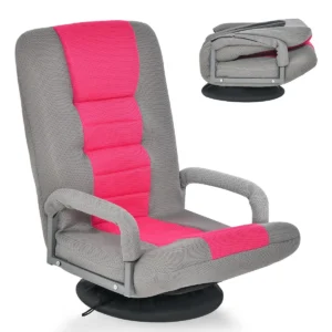 Opklapbare vloerfauteuil 360° draaibare basis rugleuning verstelbaar in 6 posities maximale belasting 140 kg roze 1