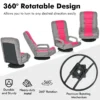 Opklapbare vloerfauteuil 360° draaibare basis rugleuning verstelbaar in 6 posities maximale belasting 140 kg roze 3