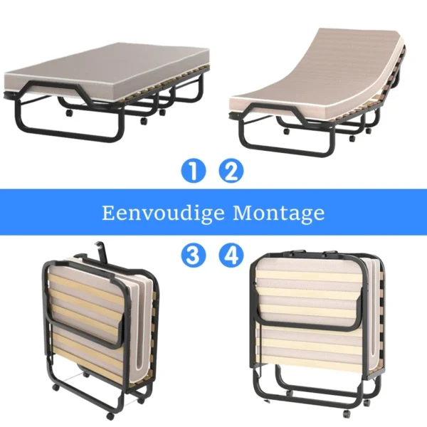 Opklapbed met luxe matras inklapbaar eenpersoonsbed stabiel metalen bed tot 120 kg belastbaar 200 x 90 x 41 cm gemaakt in italië 7