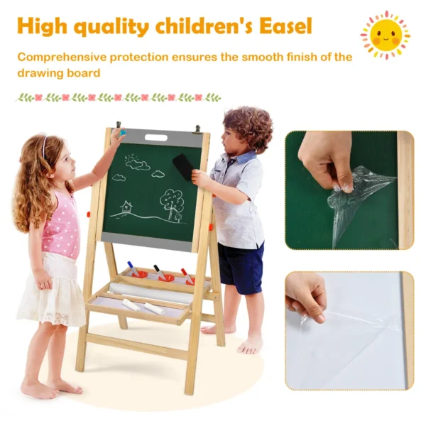Opvouwbaar 3 in 1 kinderbord in hoogte verstelbaar houten bord 50,5 x 53,5 x 79 104 cm naturel + grijs 6
