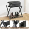 Opvouwbaar bagagerek bagagerek met 2 niveaus stevig metalen bagagerek stevige nylon riemen voor slaapkamer kledingkast zwart 7