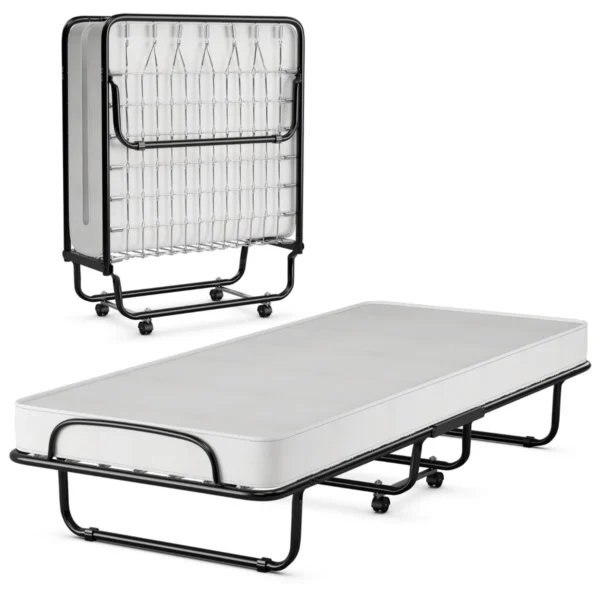 Opvouwbaar bed op wielen met matras voor volwassenen 190 x 80 x 39 cm gemaakt in italië 1