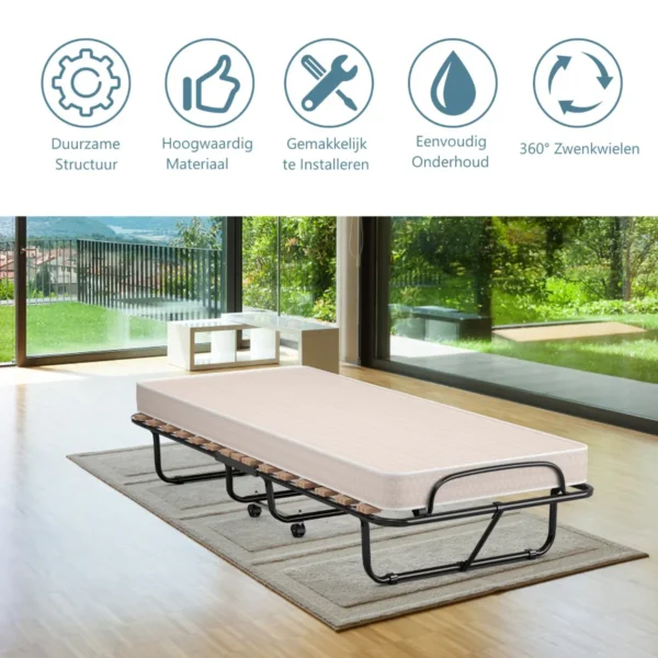Opvouwbaar bed opklapbaar extra gastenbed met 10 cm traagschuim matras super stevig metalen frame gemaakt in italië 5