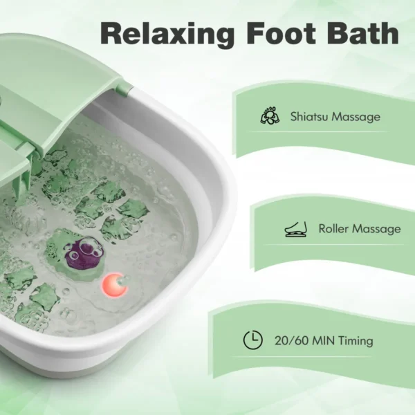 Opvouwbaar voetenbad met warmte voetbad met afstandsbediening massager 33,5 x 41 x 20,5 cm groen 3
