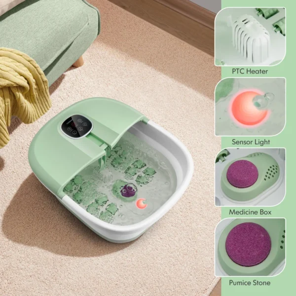 Opvouwbaar voetenbad met warmte voetbad met afstandsbediening massager 33,5 x 41 x 20,5 cm groen 7