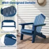 Opvouwbare adirondack stoel extra grote hips patiostoel met brede armleuningen en aflopende rugleuning adirondack zitplaats voor buiten 6