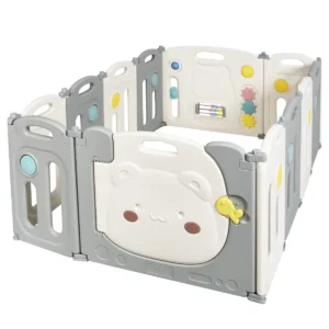 Opvouwbare baby grondbox 12 panelen wordt geleverd met antislip rubberen pads draagbaar speelhek voor binnen en buiten grijs 1