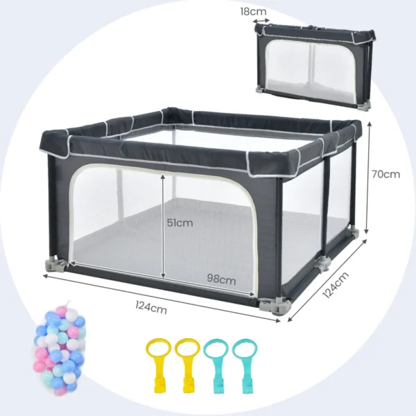 Opvouwbare box met hoogte 70cm oxford stoffen box met ademend gaas 50 oceaanballen 4 handgrepen voor kinderen van 10 72 maanden oud 3