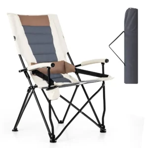 Opvouwbare campingstoel gewatteerde ligstoel met bekerhouder armleuning lendenkussen draagbare lendenstoel voor tuin camping 1