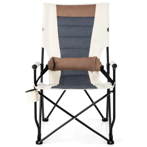 Opvouwbare campingstoel gewatteerde ligstoel met bekerhouder armleuning lendenkussen draagbare lendenstoel voor tuin camping 2