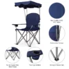 Opvouwbare campingstoel met zonneluifel bekerhouder draagtas 96,5 x 67,5 x 130 cm blauw 5