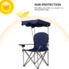 Opvouwbare campingstoel met zonneluifel bekerhouder draagtas 96,5 x 67,5 x 130 cm blauw 7