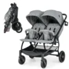 Opvouwbare dubbele kinderwagen kinderwagen met individuele rugleuning verstelbare rugleuning voetsteun en luifel grijs 1