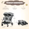 Opvouwbare dubbele kinderwagen kinderwagen met individuele rugleuning verstelbare rugleuning voetsteun en luifel grijs 3