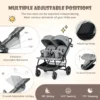 Opvouwbare dubbele kinderwagen kinderwagen met individuele rugleuning verstelbare rugleuning voetsteun en luifel grijs 4