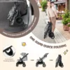 Opvouwbare dubbele kinderwagen kinderwagen met individuele rugleuning verstelbare rugleuning voetsteun en luifel grijs 6