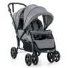 Opvouwbare dubbele kinderwagen voor baby's met zonnekap 5 punts veiligheidsgordel verstelbare rugleuning vergrendelbare wielen grijs 2