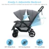 Opvouwbare dubbele kinderwagen voor baby's met zonnekap 5 punts veiligheidsgordel verstelbare rugleuning vergrendelbare wielen grijs 4