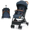Opvouwbare kinderwagen handig vouwmechanisme met één hand lichtgewicht aluminium frame verstelbare rugleuning blauw 1