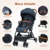 Opvouwbare kinderwagen handig vouwmechanisme met één hand lichtgewicht aluminium frame verstelbare rugleuning blauw 4