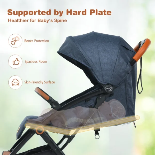 Opvouwbare kinderwagen handig vouwmechanisme met één hand lichtgewicht aluminium frame verstelbare rugleuning blauw 5