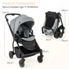 Opvouwbare kinderwagen met omkeerbare zitting verstelbare rugleuning verstelbare kap handgreep aluminium kinderwagen grijs 2