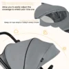 Opvouwbare kinderwagen met omkeerbare zitting verstelbare rugleuning verstelbare kap handgreep aluminium kinderwagen grijs 3