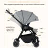 Opvouwbare kinderwagen met omkeerbare zitting verstelbare rugleuning verstelbare kap handgreep aluminium kinderwagen grijs 5