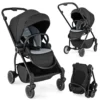 Opvouwbare kinderwagen met omkeerbare zitting verstelbare rugleuning verstelbare kap handgreep aluminium kinderwagen zwart 1