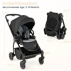 Opvouwbare kinderwagen met omkeerbare zitting verstelbare rugleuning verstelbare kap handgreep aluminium kinderwagen zwart 2