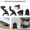 Opvouwbare kinderwagen wandelwagen met verstelbare rugleuning en kap babywagen met bekerhouder 5 punts gordel (zwart) 6