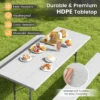 Opvouwbare picknicktafel met 2 banken weerbestendig hdpe tafelblad en parasolgat tuin en zwembadfeest grijs 4