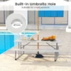 Opvouwbare picknicktafel met 2 banken weerbestendig hdpe tafelblad en parasolgat tuin en zwembadfeest grijs 6