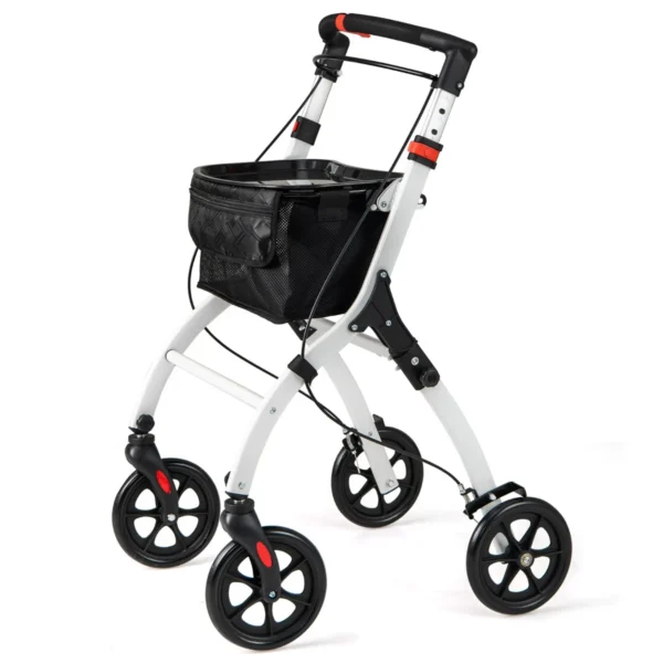 Opvouwbare rollator met 4 wielen & remmen lichtgewicht medische rollator in hoogte verstelbaar met handgreep dienblad opbergmand 2