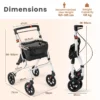 Opvouwbare rollator met 4 wielen & remmen lichtgewicht medische rollator in hoogte verstelbaar met handgreep dienblad opbergmand 3