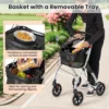 Opvouwbare rollator met 4 wielen & remmen lichtgewicht medische rollator in hoogte verstelbaar met handgreep dienblad opbergmand 5