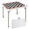 Opvouwbare schaaktafel van 90 cm vierkante tafel met afneembare mat en 4 bekerhouders draagbare kunststof speeltafel met draagbeugel 1
