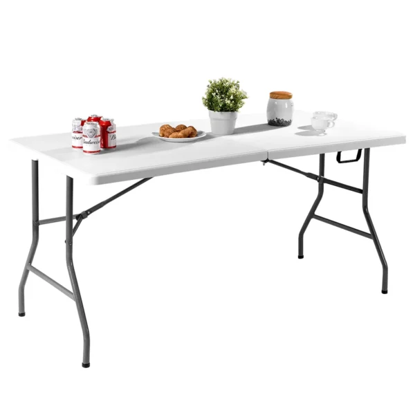 Opvouwbare tafel draagbare plastic binnen zowel buiten picknick feest dineren kampeertafel 153 x 74 x 74cm 1